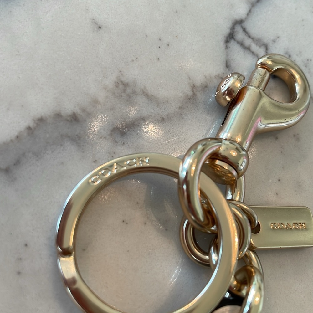 Coach Leather Glitter Bag Charm Keychain - Picture 6 of 9